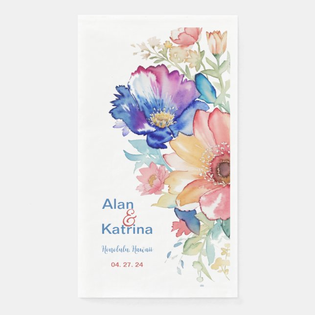 Bold Wildflower Long Dinner Napkin | Boho Floral  (Front)
