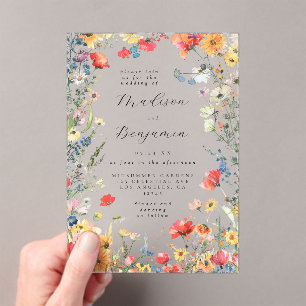 Bold Wildflower Wedding Acrylic Invitations