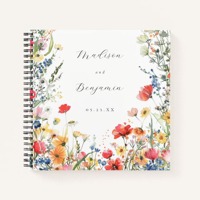 Bold Wildflower Wedding Guest Book (Front)