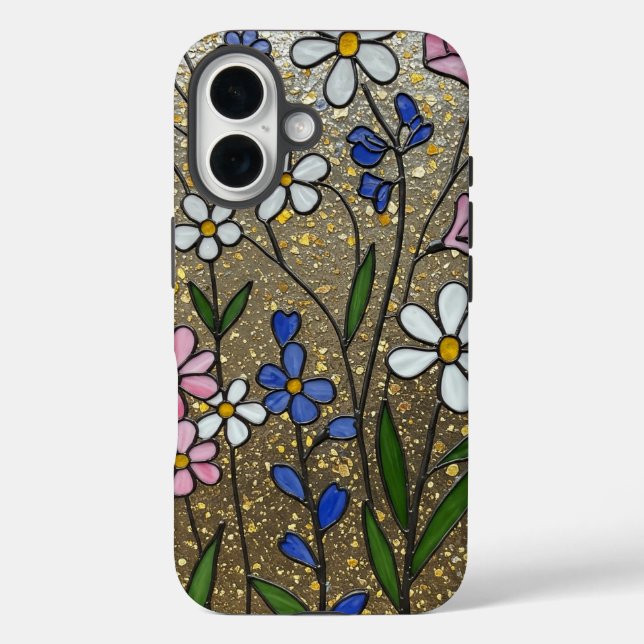 Bold Wildflowers Stained Glass Effect Case-Mate iPhone Case (Back)