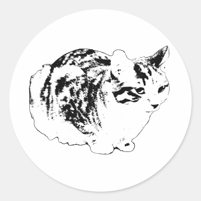 Bold Winter Tabby in Loaf Classic Round Sticker (Front)