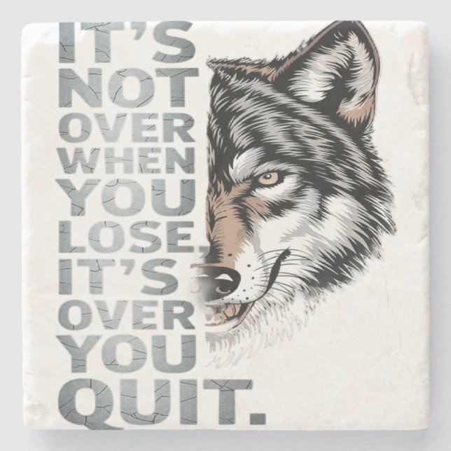 Bold Wolf Motivational Design: Perseverance  Stone Coaster (Front)