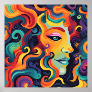 Bold Woman Whirling Expressions and Feelings Poster