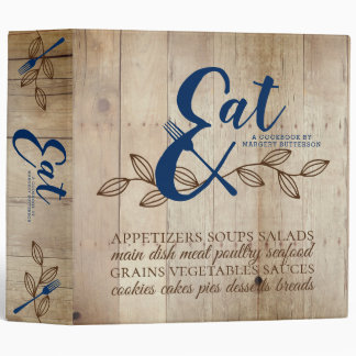 Bold word rustic wood cookbook personalized recipe binder