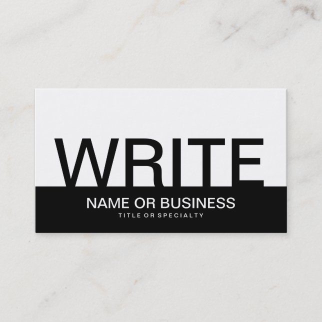 bold WRITE (colour customizable) Business Card (Front)