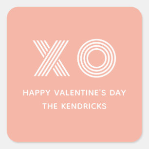 Bold XO Valentine's Day Sticker - Peach