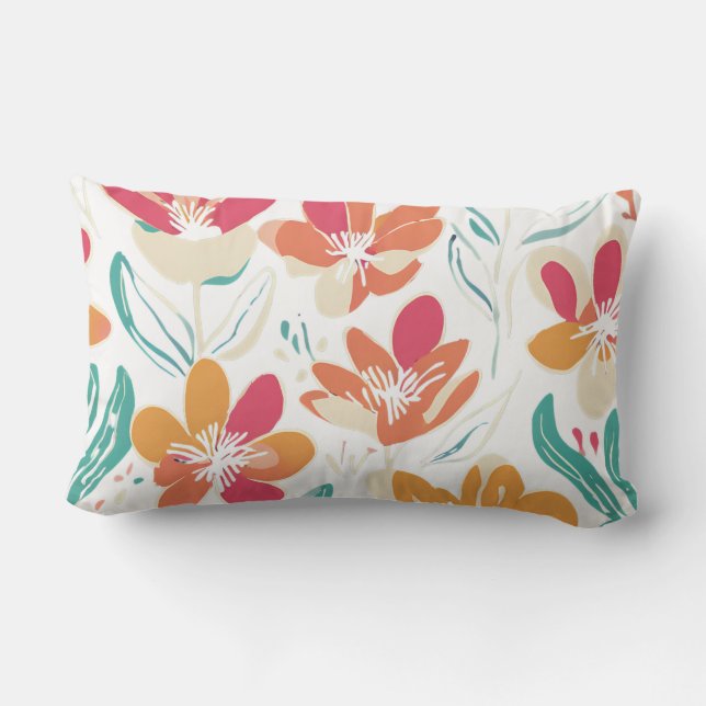 Bold Y2K Wildflower Vibrant Colours for Spring  Lumbar Pillow (Back)