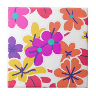 Bold Y2K Wildflower Vibrant Spring Decor Tile