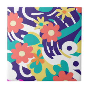 Bold Y2K Wildflower Vibrant Spring Decor Tile