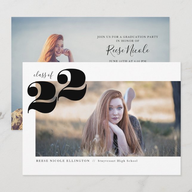 Bold Year Panoramic Graduation Party Announcement (Front/Back)
