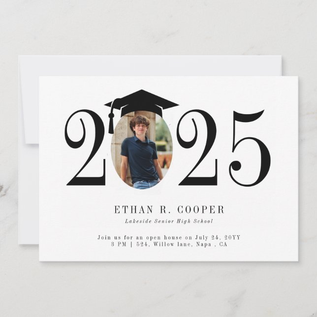 Bold Year Photo Modern Graduation Announcement  (Front)
