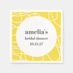 Bold Yellow Abstract Line Art Custom Bridal Shower Napkin