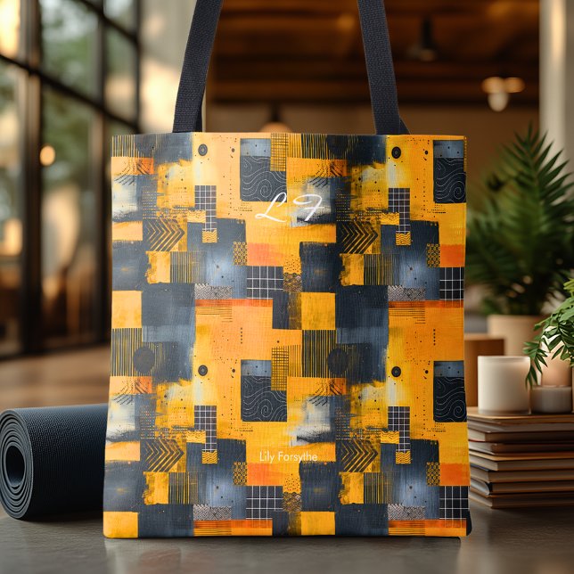 Bold Yellow Abstract Personalized Tote Bag (Creator Uploaded)