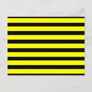 Bold Yellow and Black Bumble Bee Striped Pattern Postcard