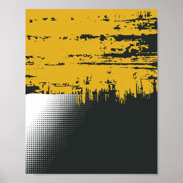 Bold Yellow and Black Texture Contrast Poster (Front)
