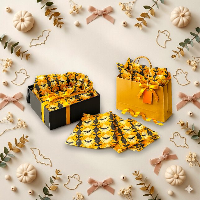 Bold Yellow Bat Pattern Tissue Paper (Creator Uploaded)