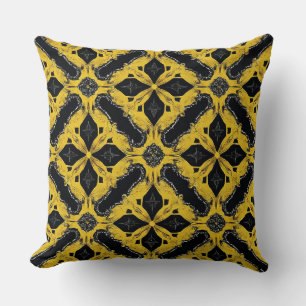 💛 Bold Yellow Black Modern Geometric Decor Throw Pillow