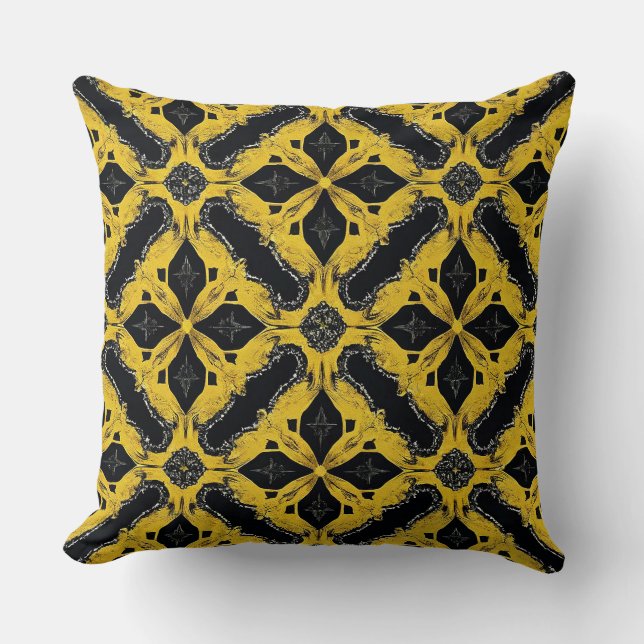 💛 Bold Yellow Black Modern Geometric Decor Throw Pillow (Front)