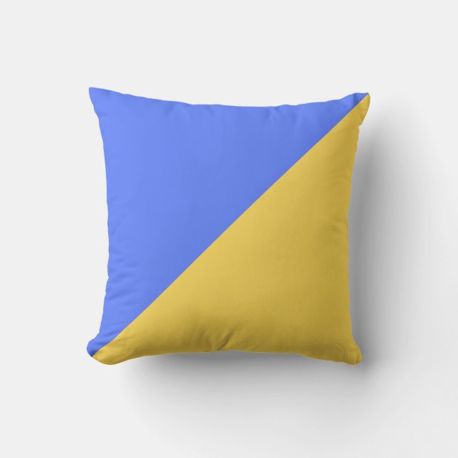 Bold Yellow Blue Graphic Solid Color Throw Pillow (Front)