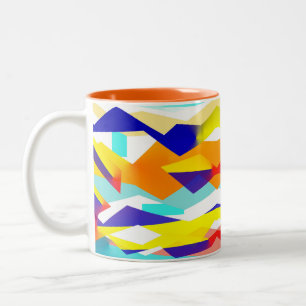 Bold Yellow Blue Red Abstract Art Happy Vibes Two-Tone Coffee Mug