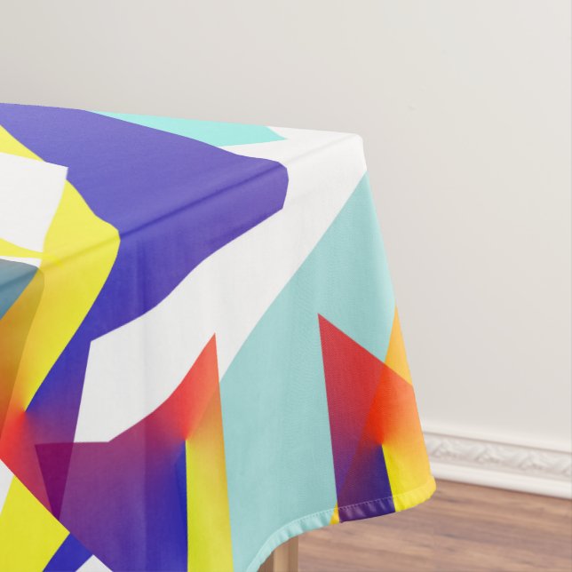 Bold Yellow Blue Red Abstract Art Tablecloth (In Situ)