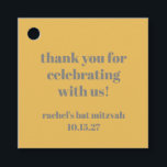 Bold Yellow Grey Custom Cute Bat Mitzvah Thank You Favour Tags<br><div class="desc">This personalized Bat Mitzvah favour tag is designed in a bold mustard yellow with minimalist grey typography, providing a modern and stylish touch to event keepsakes. Featuring a heartfelt "thank you for celebrating with us!" message, the tag is further customized with the name of the Bat Mitzvah celebrant and the...</div>