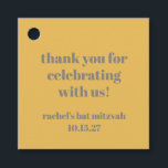 Bold Yellow Grey Custom Cute Bat Mitzvah Thank You Favour Tags<br><div class="desc">This personalized Bat Mitzvah favour tag is designed in a bold mustard yellow with minimalist grey typography, providing a modern and stylish touch to event keepsakes. Featuring a heartfelt "thank you for celebrating with us!" message, the tag is further customized with the name of the Bat Mitzvah celebrant and the...</div>