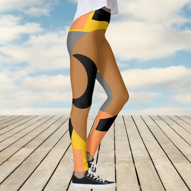 Bold Yellow Orange Colourful Abstract Leggings (Bold Yellow Orange Colorful Abstract Leggings)