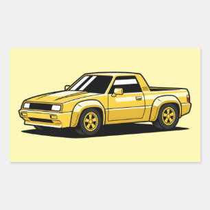 Bold Yellow Pickup Toon Sticker