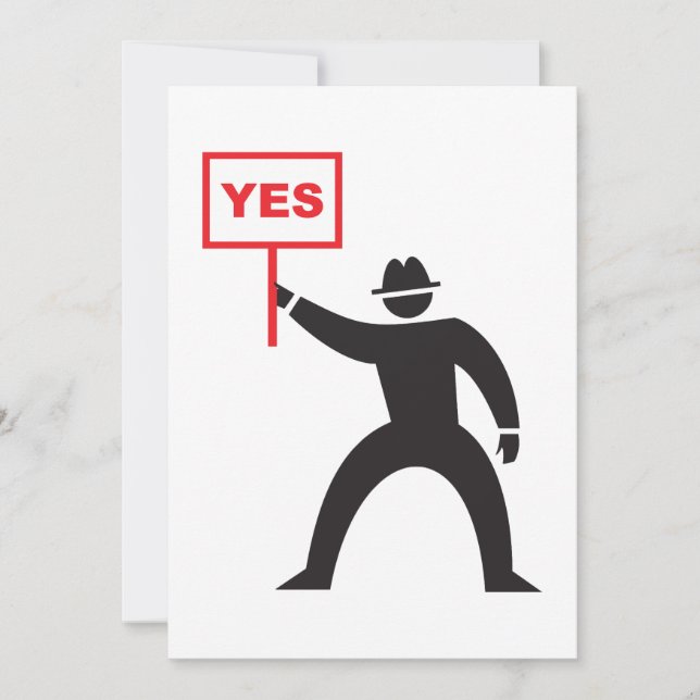Bold Yes Sign Minimalist Stick Figure Protest  Invitation (Front)