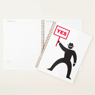 Bold Yes Sign Minimalist Stick Figure Protest  Planner