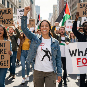 Bold Yes Sign Minimalist Stick Figure Protest  T-Shirt