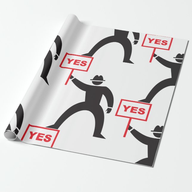 Bold Yes Sign Minimalist Stick Figure Protest  Wrapping Paper (Unrolled)