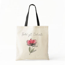 Bold yet Delicate - Red Flower Doodle Tote Bag