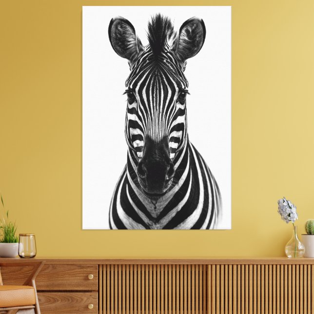 Bold Zebra Black White Canvas Print (Insitu(LivingRoom))