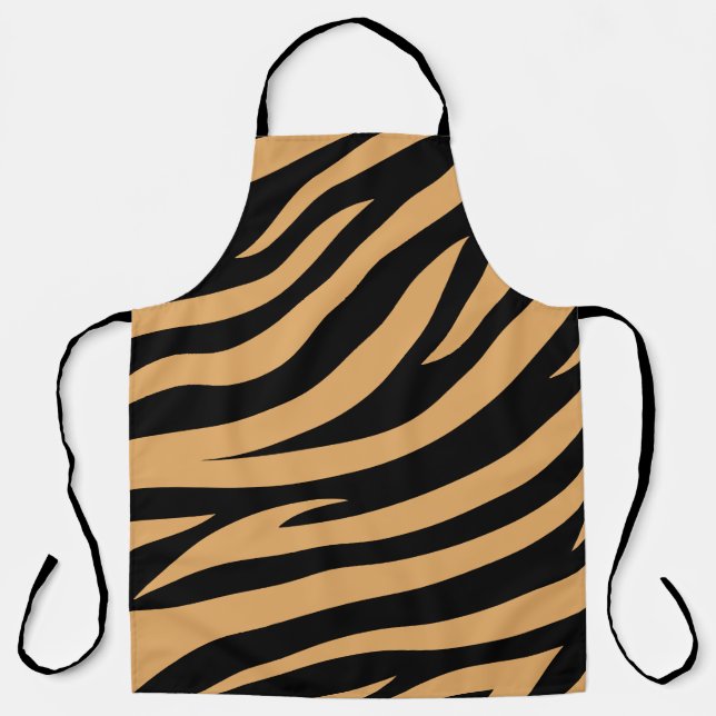 Bold Zebra Skin Animal Print Background Apron (Front)