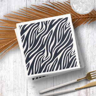 Bold Zebra Skin Pattern Black & White ID1151 Napkin