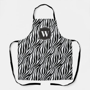 Bold Zebra Stripe Black & White w/ Monogram Apron