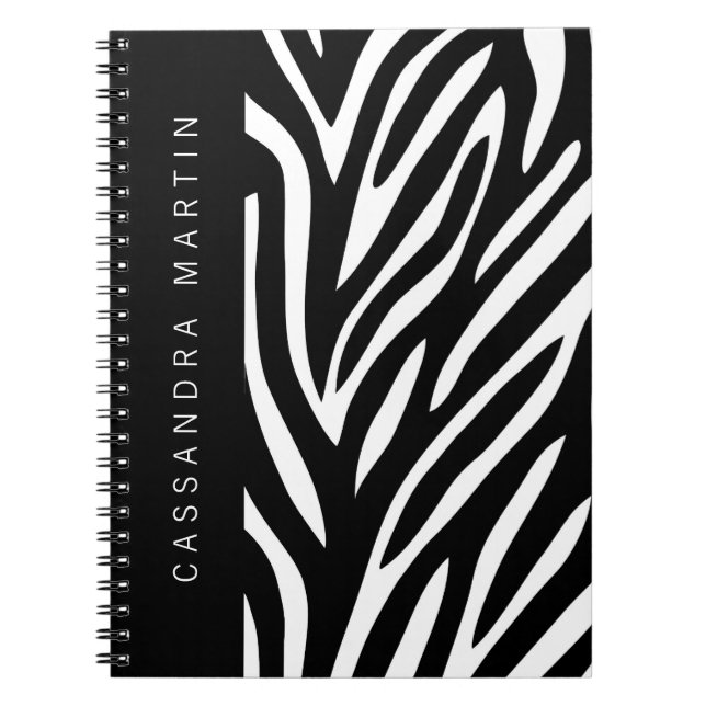 Bold Zebra Stripes for Safari Theme with Name Notebook (Front)