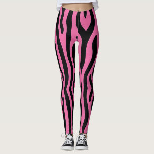 Bold zebra stripes in hot pink and black leggings