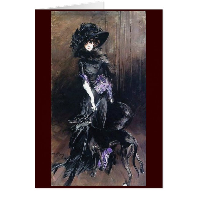 Boldini Woman Greyhound dog black dress fine art (Front)
