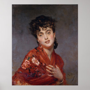 Boldini - Woman Wearing A Red Shawl 1880 Poster