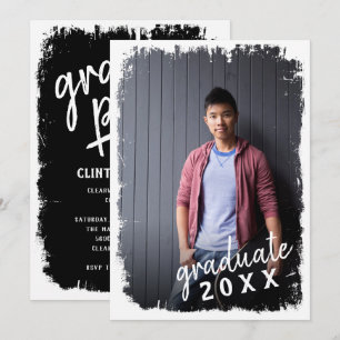 Boldly Brushed Photo Grad Party Invitation