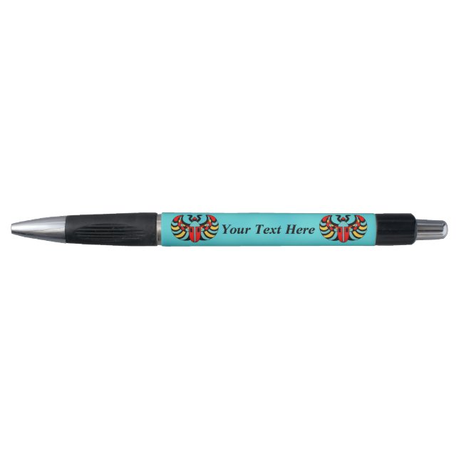 Boldly Coloured Scarab Beetles Vibrant Aqua Blue Pen (Front)