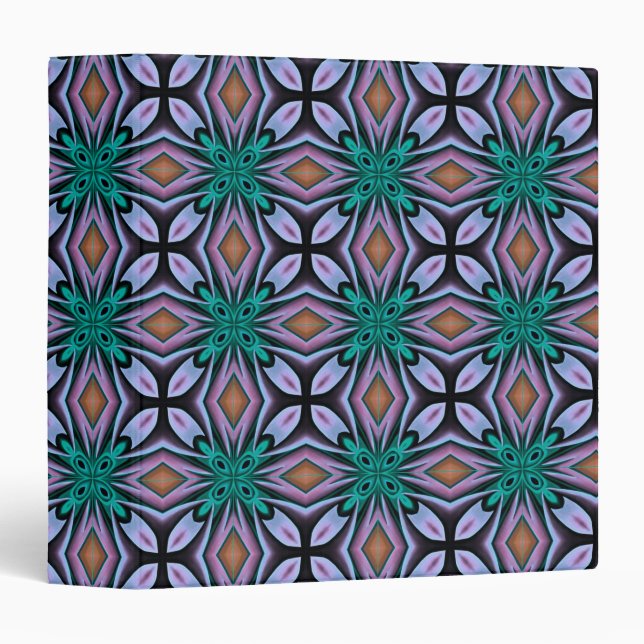 Boldly Elegant Teal Fractal Designed 1.5 Inch Binder (Front/Spine)