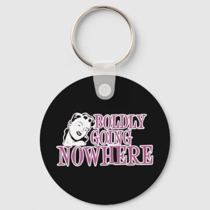 Boldly Going NOWHERE Retro Lady Pink Keychain