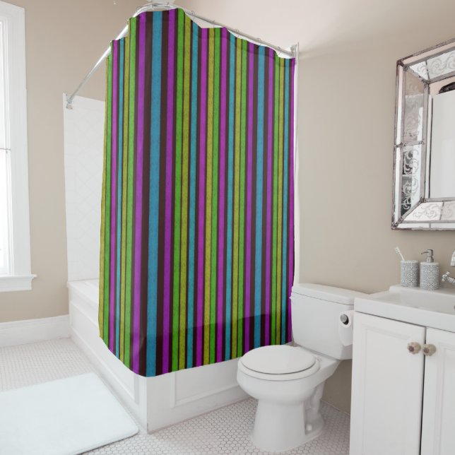 Boldly Striped Shower Curtain (In Situ)