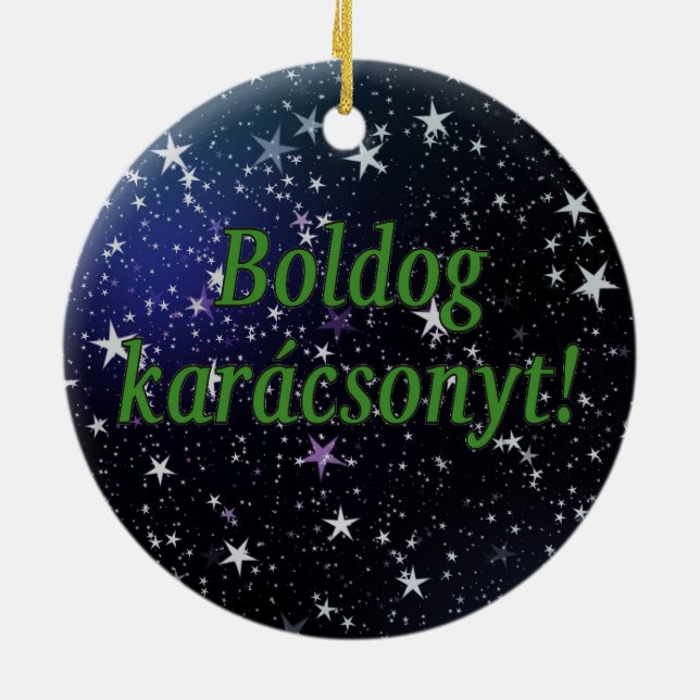 Boldog karácsonyt! Merry Christmas in Hungarian gf Ceramic Ornament (Back)