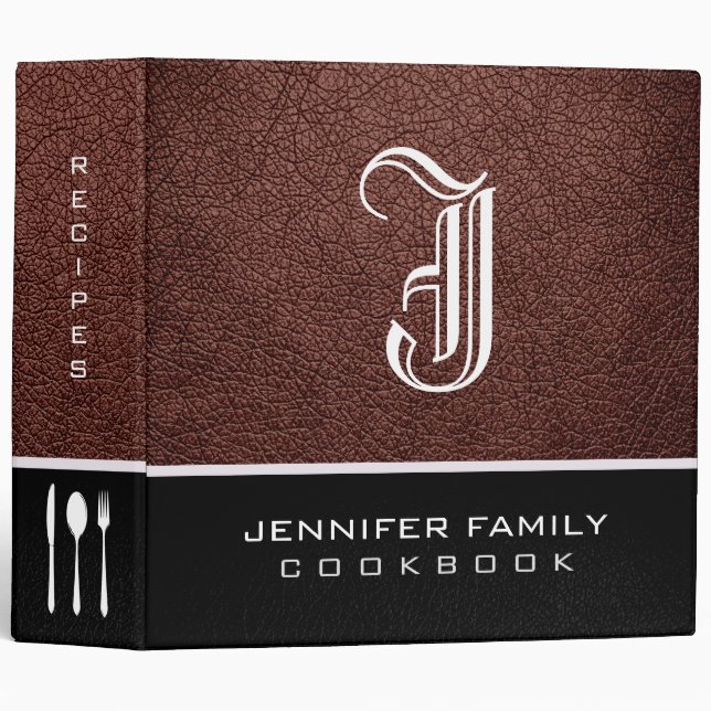 Bole Leather Family Recipes Monogram Binder (Front/Spine)