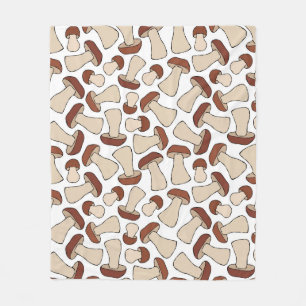 Boletus or Porcini Mushroom Seamless Endless Patte Fleece Blanket
